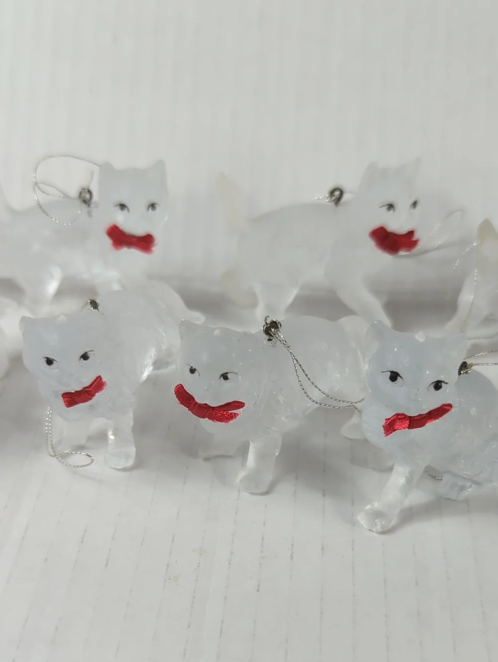 Vintage Silvestri Frosted Acrylic Cat Christmas Ornaments Lot of 20